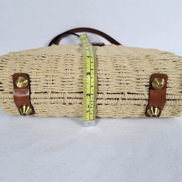 Patricia Nash Bonella Dome Crossbody Structured Bag Beige Straw Rattan Beachy - Picture 8 of 9